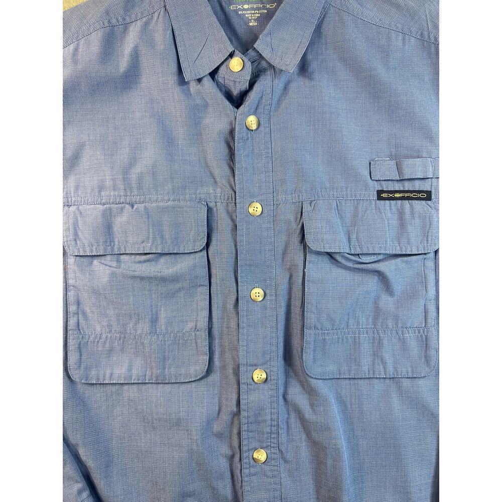 Men's EXOFFICIO Insect Shield Blue Long Sleeve Fishing Shirt Size XL - Picture 3 of 8